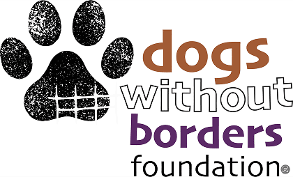 Logo with distressed paw and colored text